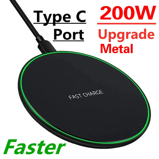 200W Wireless Charger Pad For iPhone 14 13 12 15Pro XS Max Induction Fast Charging Station For Samsung Xiaomi Huawei