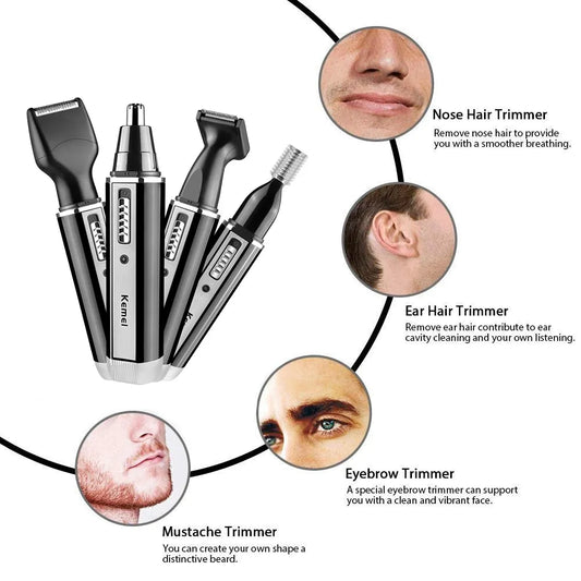 4in1 Nose/Ear/Eyebrow Hair Trimmer Rechargeable for Men